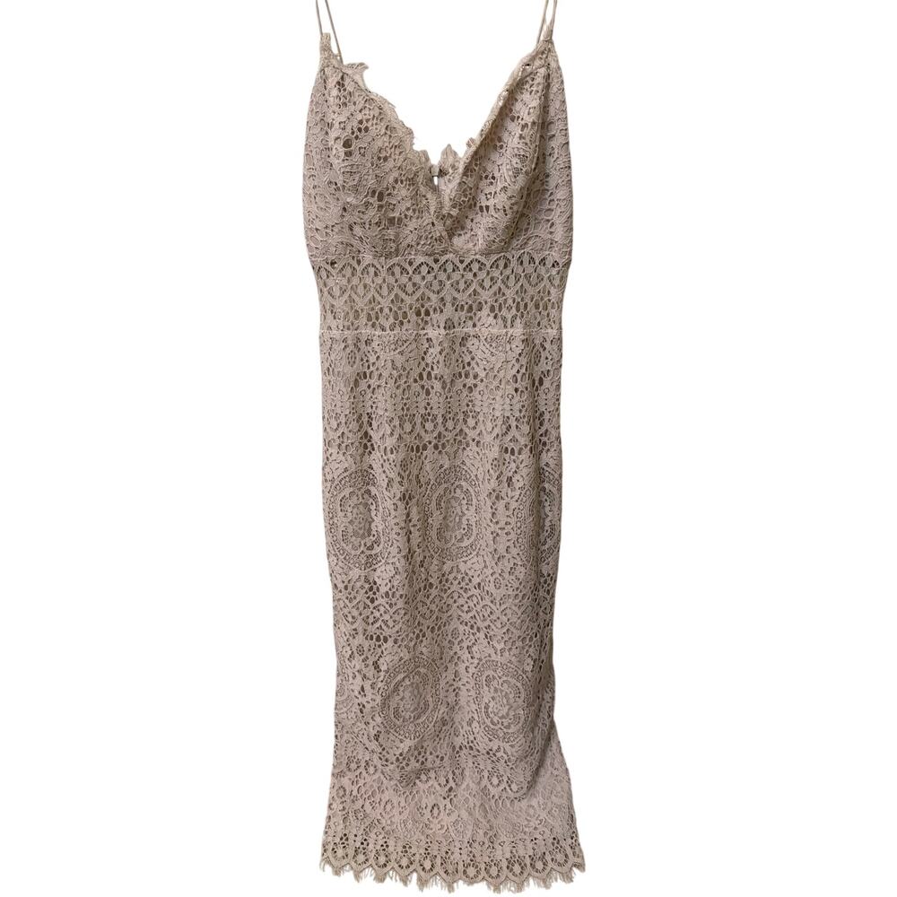 asos Beige Lace Midi Dress Women's Size 6 Indie Victorian Fairy Boho Cottagecore